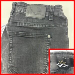ZLZ DENIM Men's Black‎ Moto Biker Jeans Slim Fit Size 32W